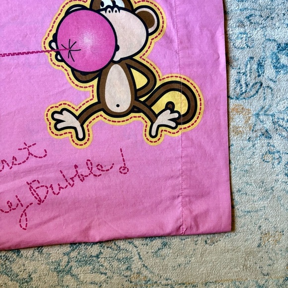 Bobby Jack Original Don't Burst My Bubble Pillow Case 20”x 30” Y2K Pink Monkey - Picture 3 of 7